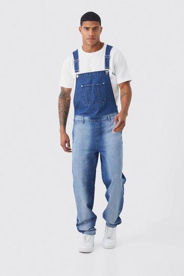Relaxed Gradient Washed Dungaree mid blue