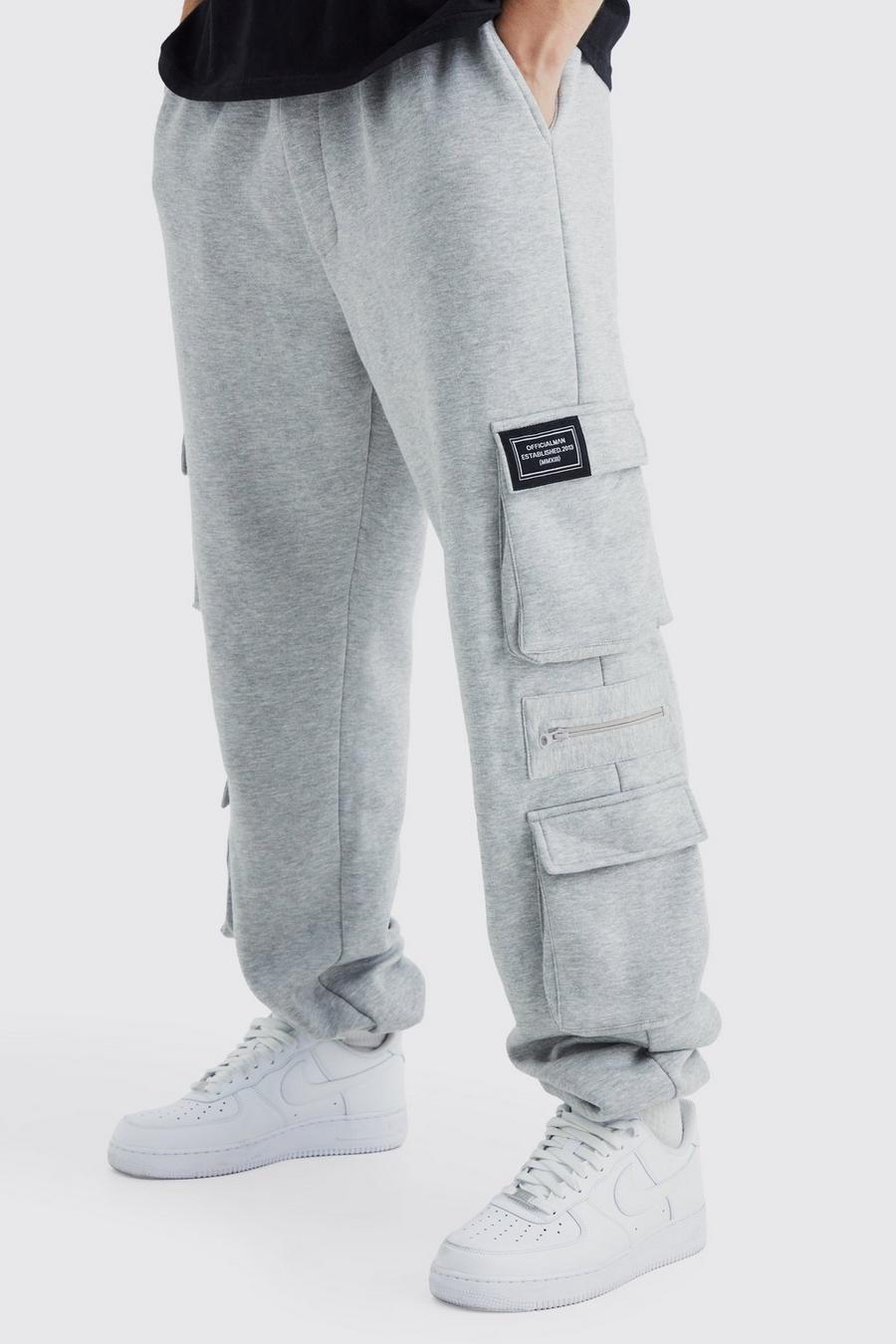 Grey marl Tall Jersey Cargo Jogger With Zip Detail image number 1