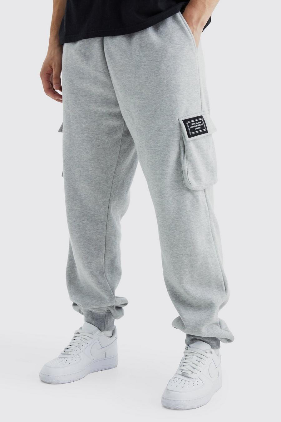 Grey marl gris Tall Jersey Cargo Jogger With Woven Tab