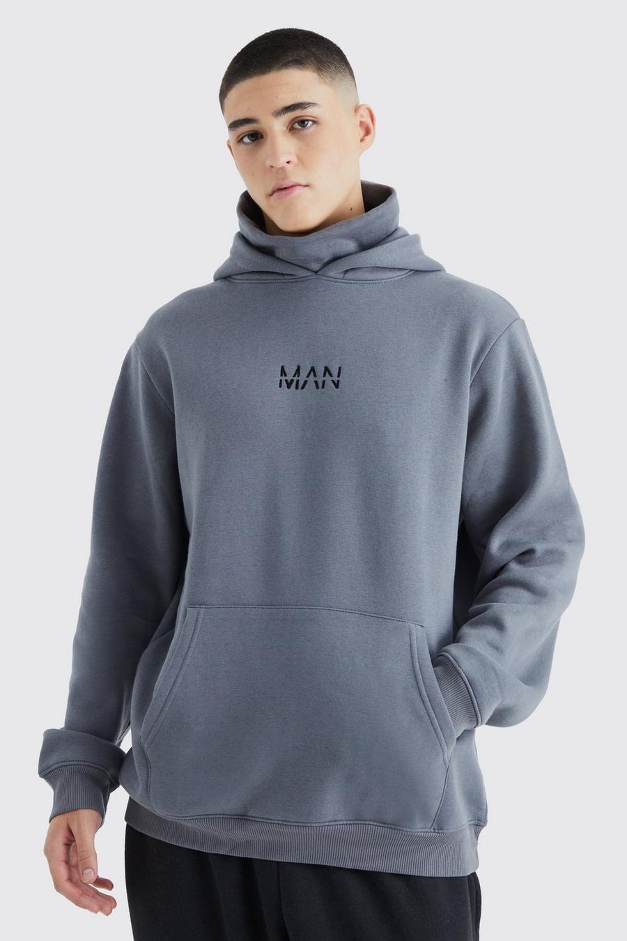 Man Official Jersey Hoodie mit Snood, Charcoal