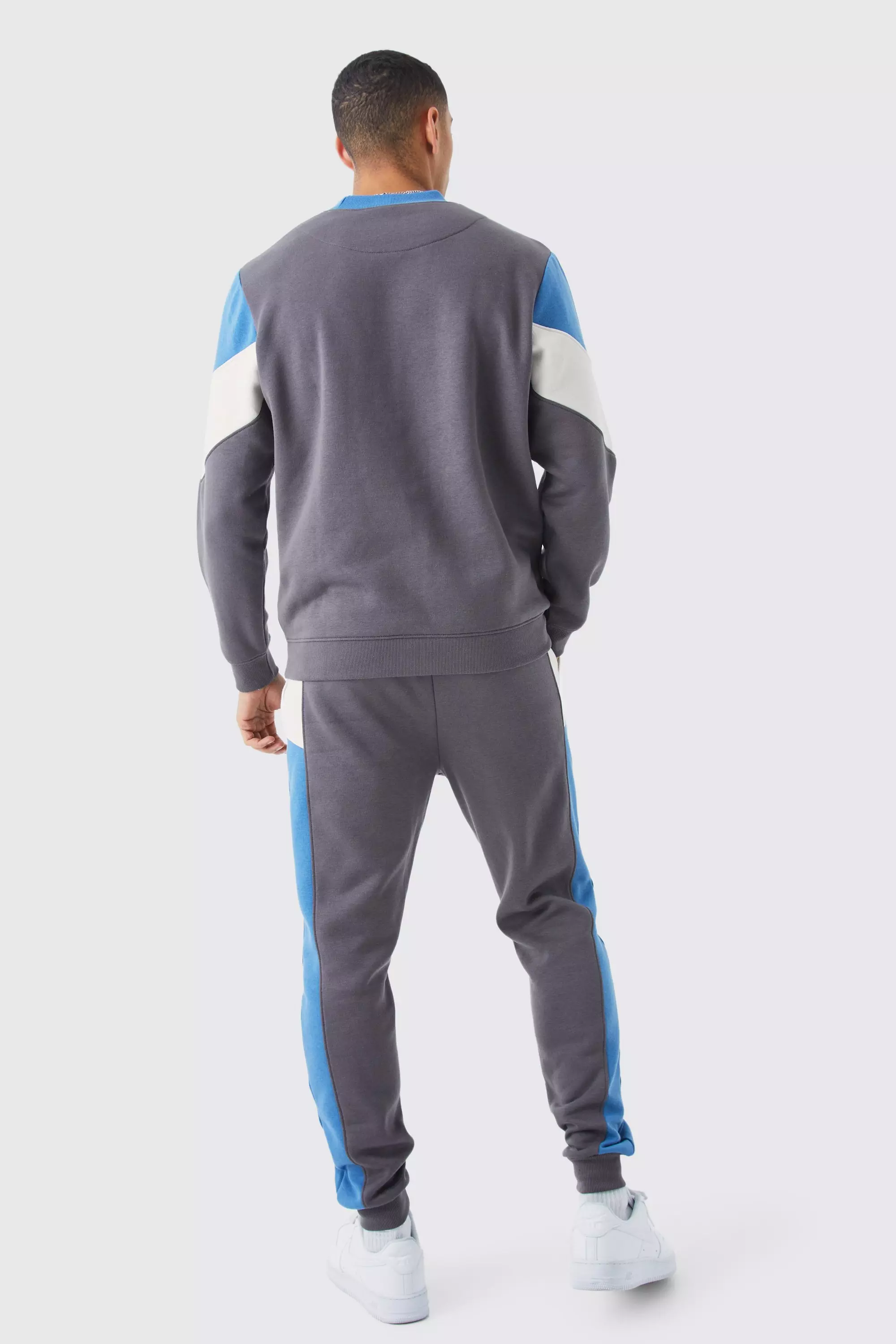 Slate blue Colour Block Sweatshirt Tracksuit alternative image