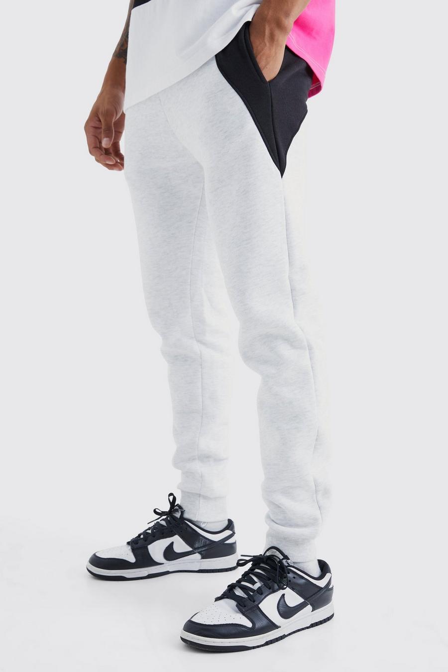 Pantalón deportivo pitillo con colores en bloque, Ash grey image number 1