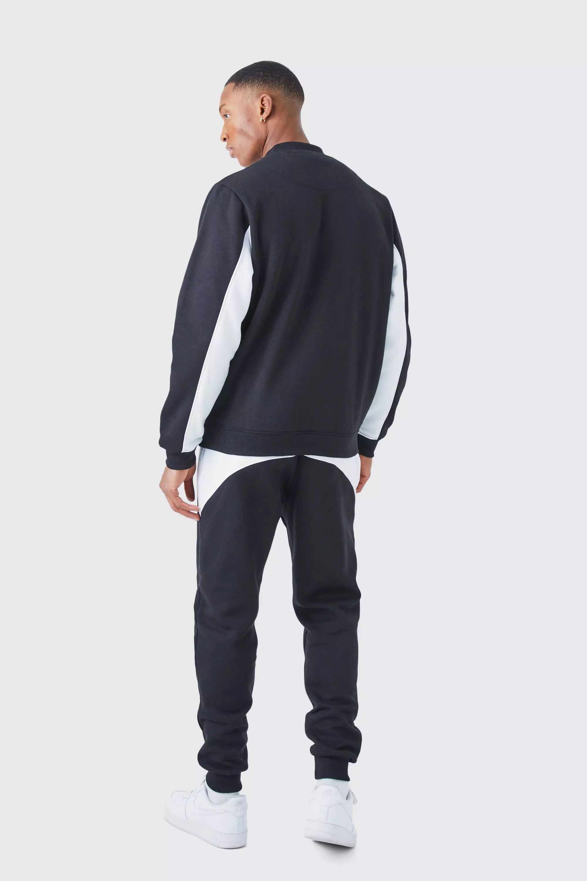 White Zip Detail Colour Block Sweatshirt Tracksuit alternative image