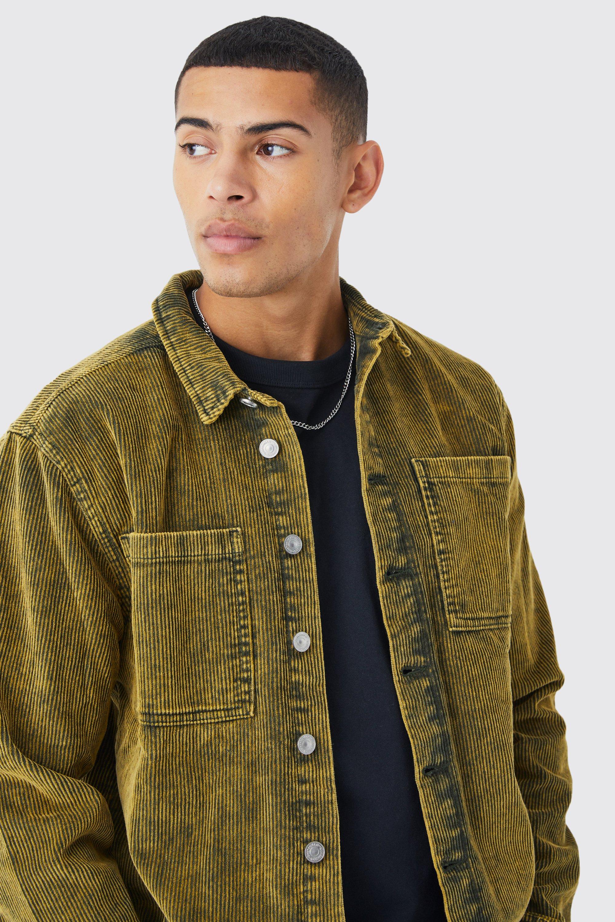 Acid Wash Corduroy Shirt Jacket