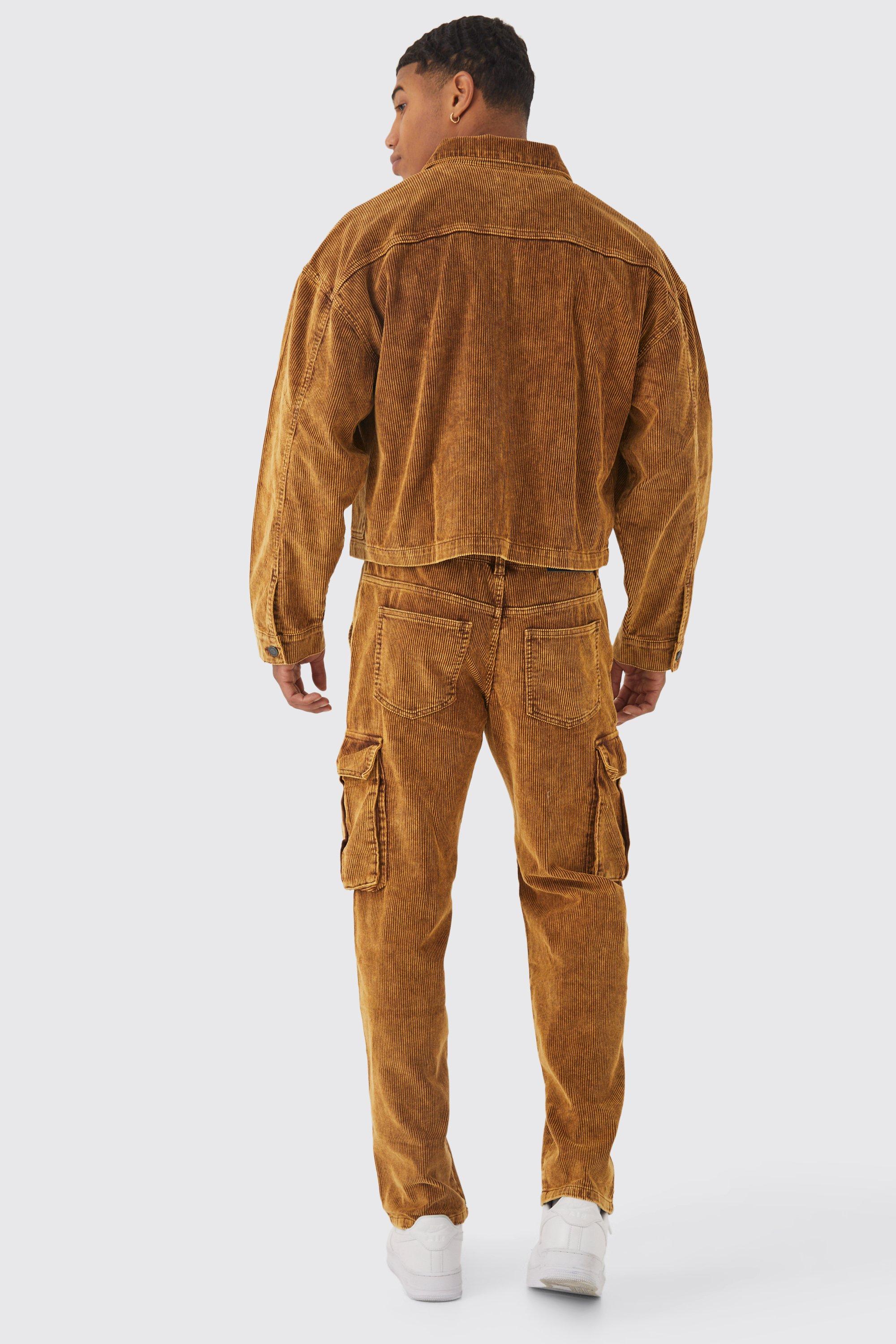 Plus Relaxed Acid Wash Cord Cargo Trouser