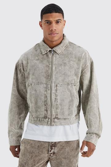 Boxy Acid Wash Corduroy Jacket taupe