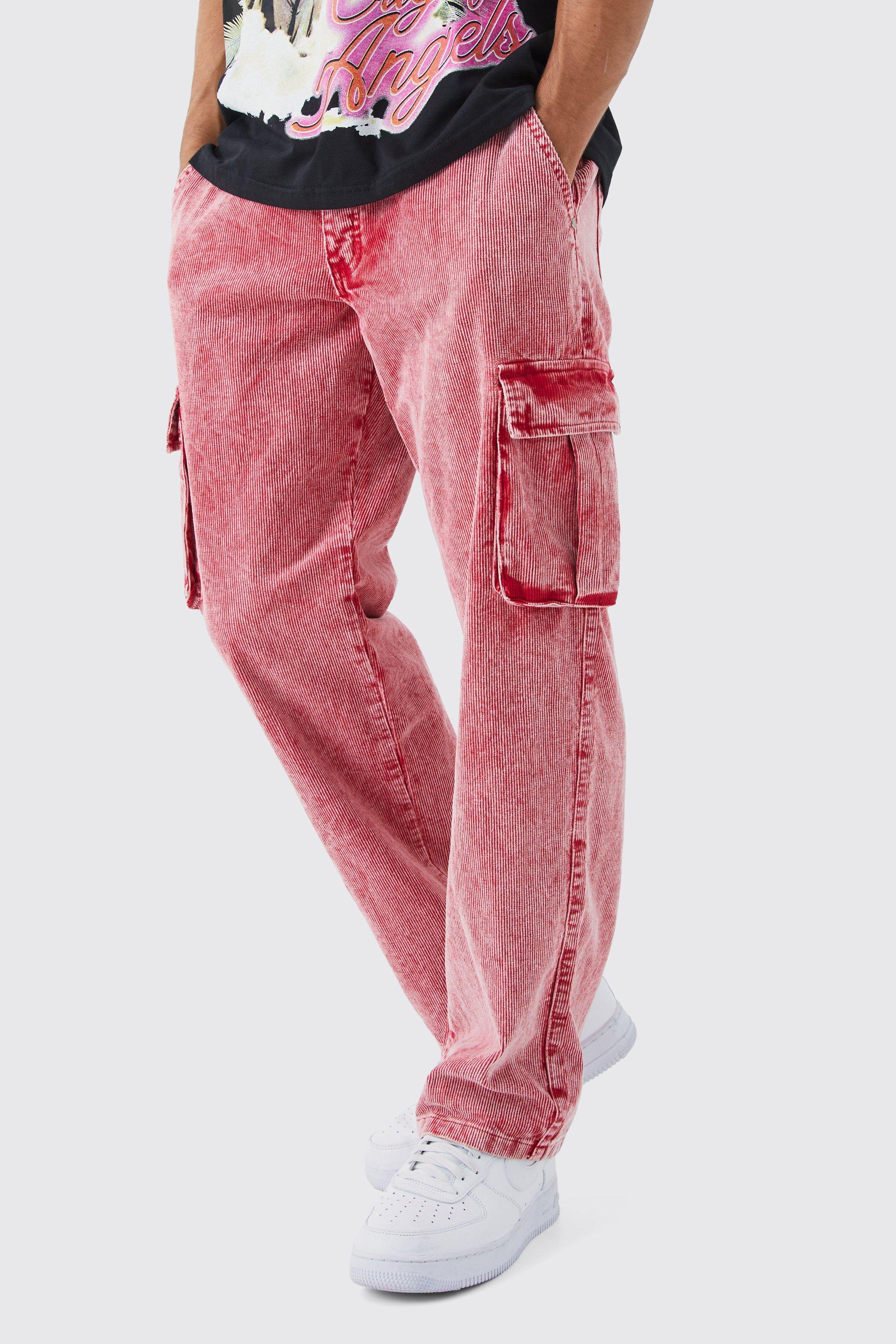 Relaxed Acid Wash Corduroy Cargo Trouser