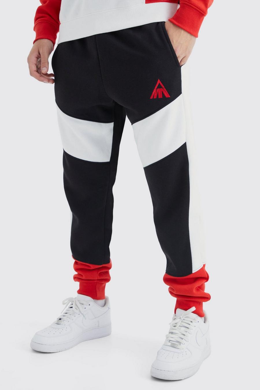 Pantalón deportivo MAN ajustado con colores en bloque, Red image number 1