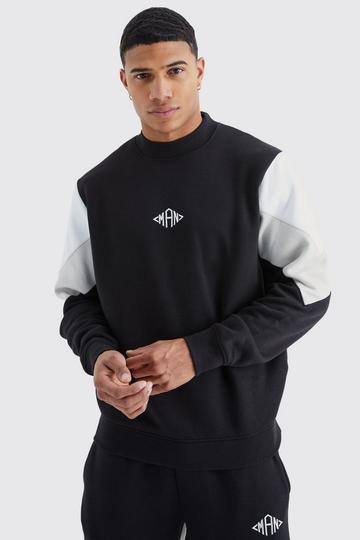 Black Man Color Block Extended Neck Sweatshirt