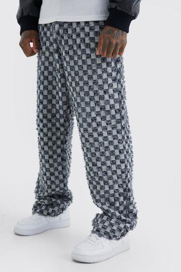 Charcoal Grey Fixed Waist Relaxed Flannel Tapestry Pants