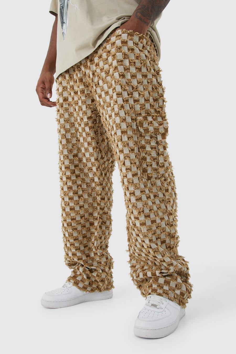 Chocolate Plus Fixed Waist Relaxed Checked Tapestry Trouser