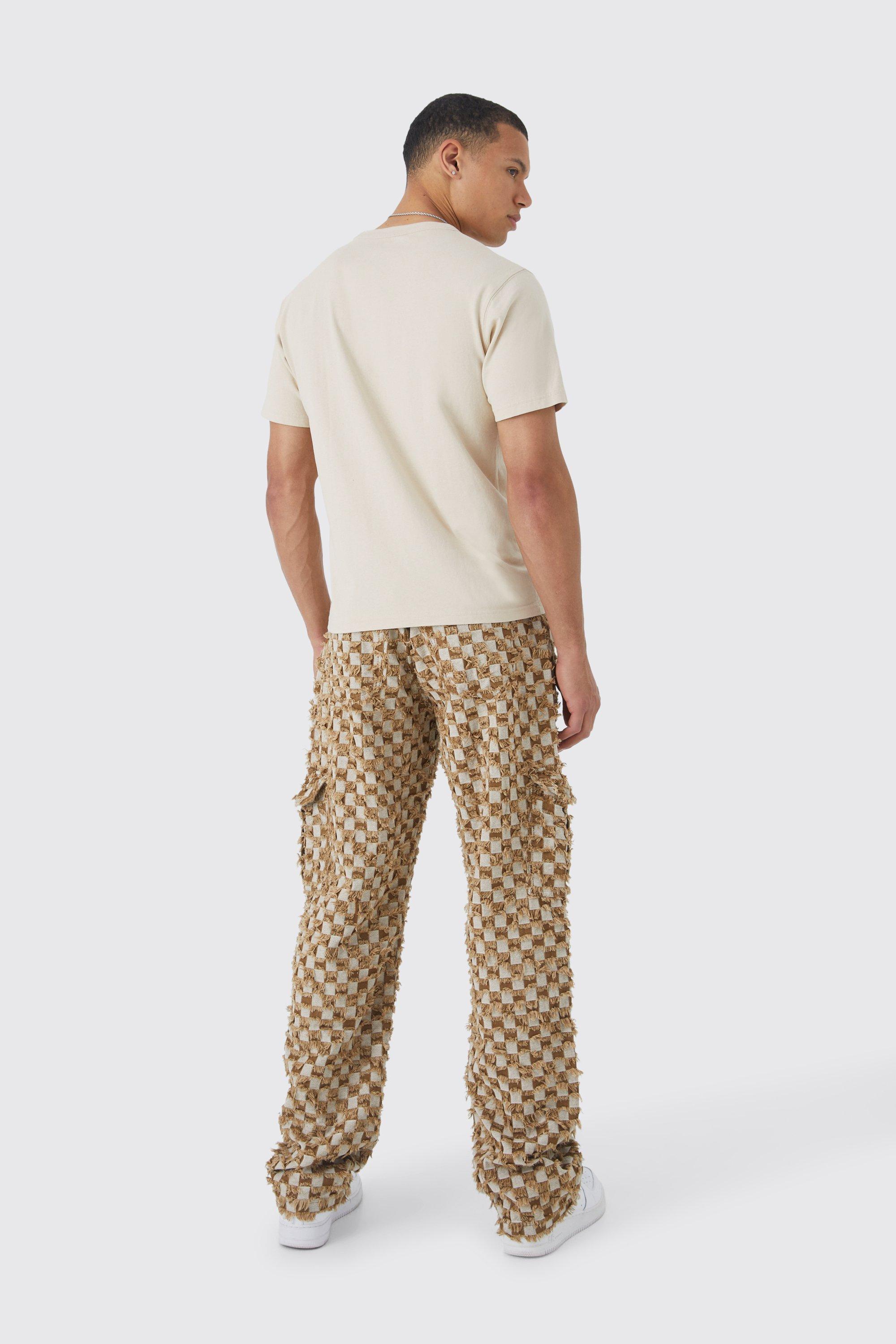 Tall Fixed Waist Relaxed Checked Tapestry Trouser