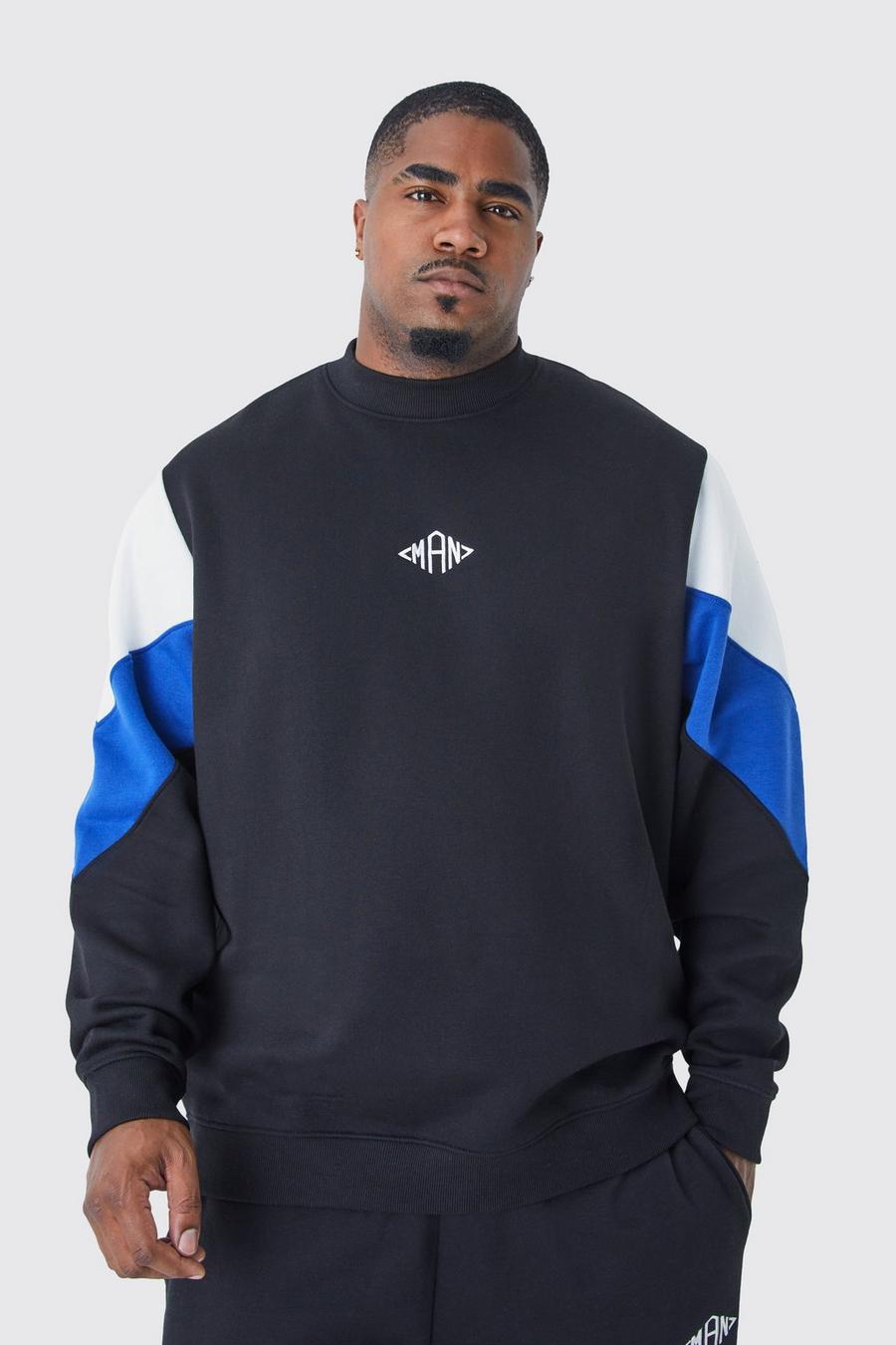 Cobalt Plus MAN Sweatshirt med hög halsmudd och blockfärger image number 1