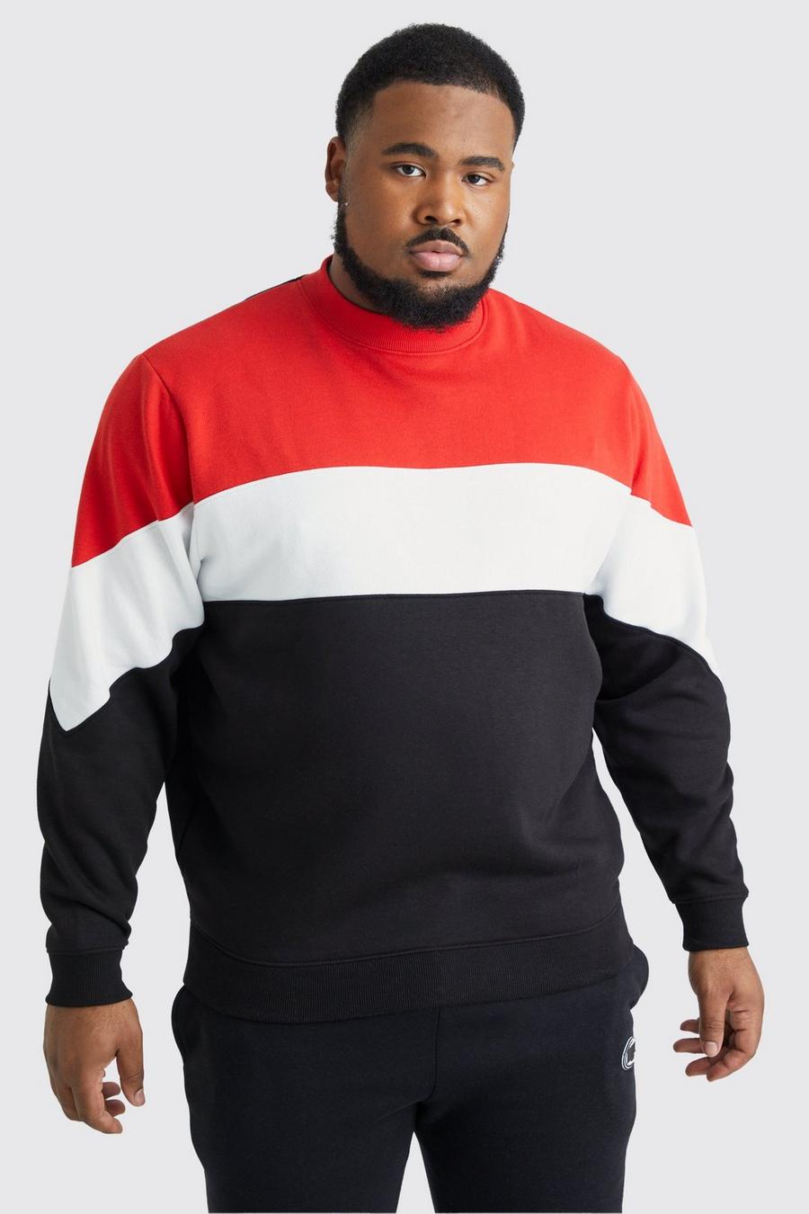 Red Plus Colour Block Extended Neck Sweatshirt image number 1