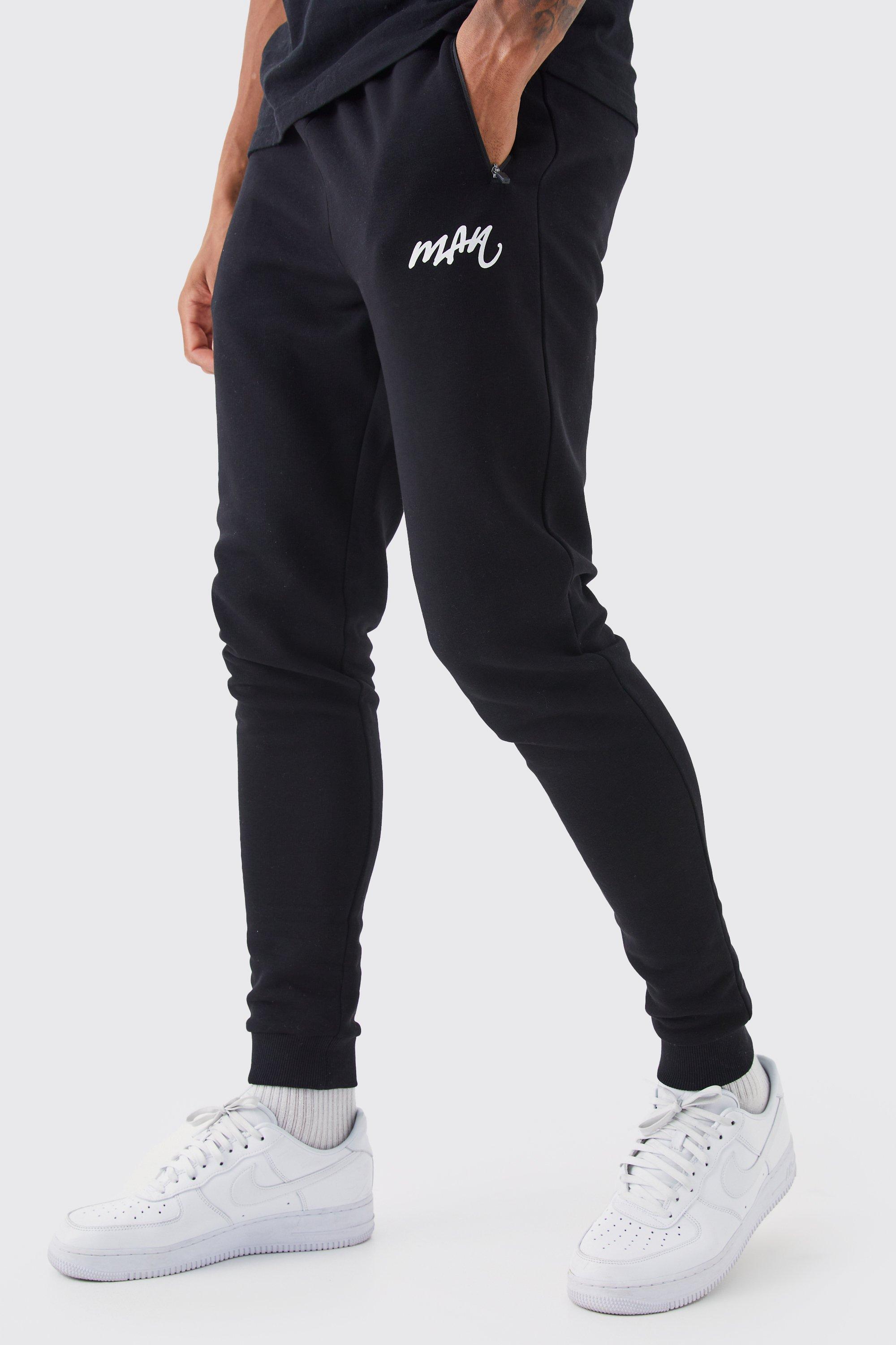 Tall Man Skinny Fit Basic Jogger Boohoo UK   Male Black Tall Man Skinny  Fit Basic Jogger