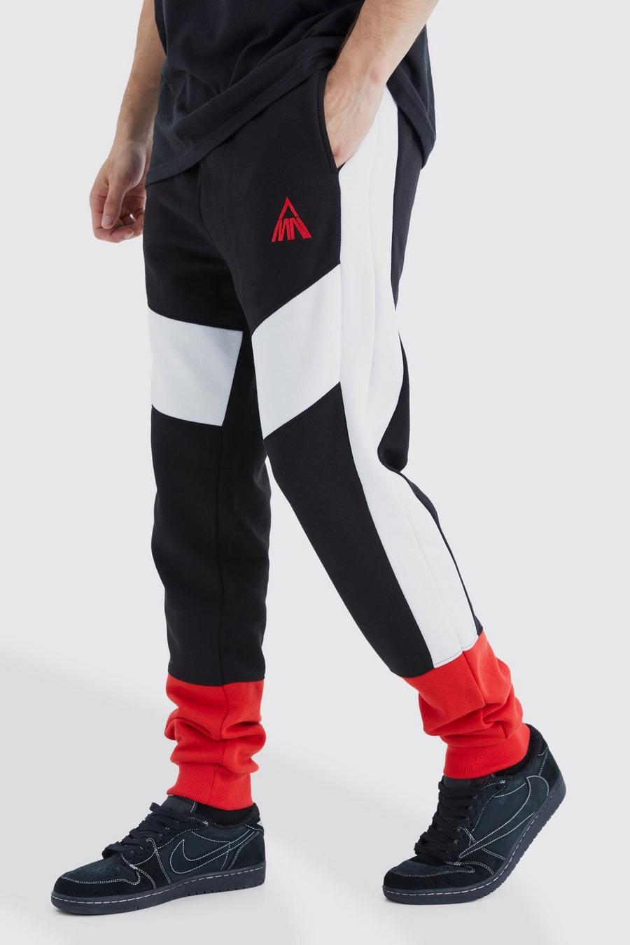 Red Tall Man Slim Fit Colour Block Jogger image number 1