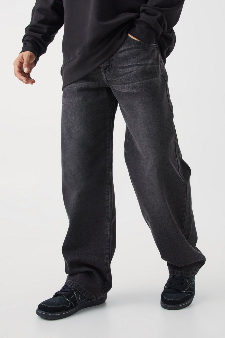 Jeans extra comodi in denim rigido, Charcoal grigio