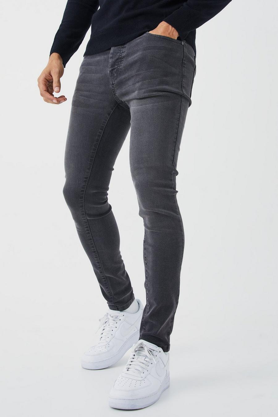 Super Skinny Stretch Jeans, Charcoal gris