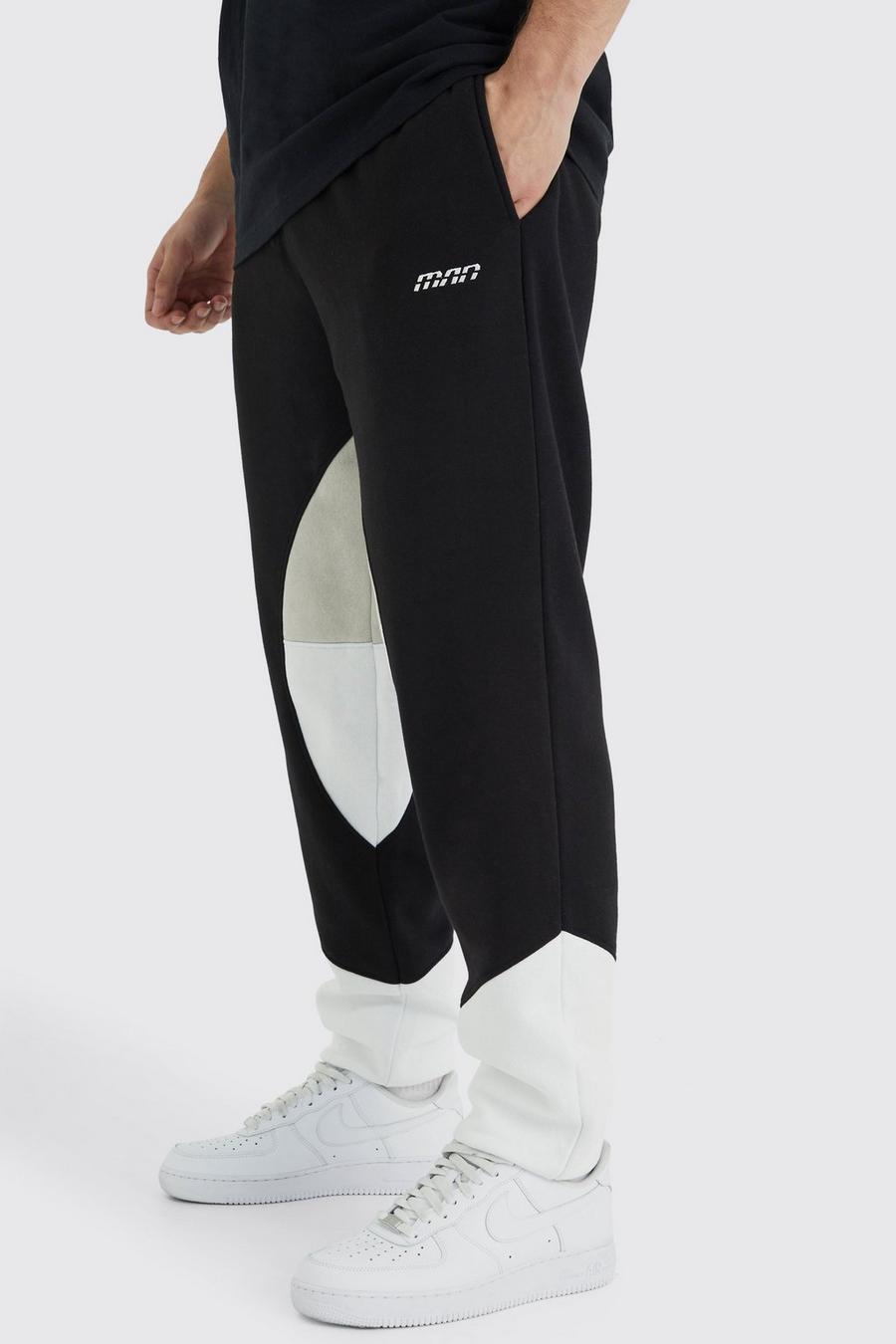 Pantaloni tuta Tall Man a blocchi di colore con pannelli, Black image number 1