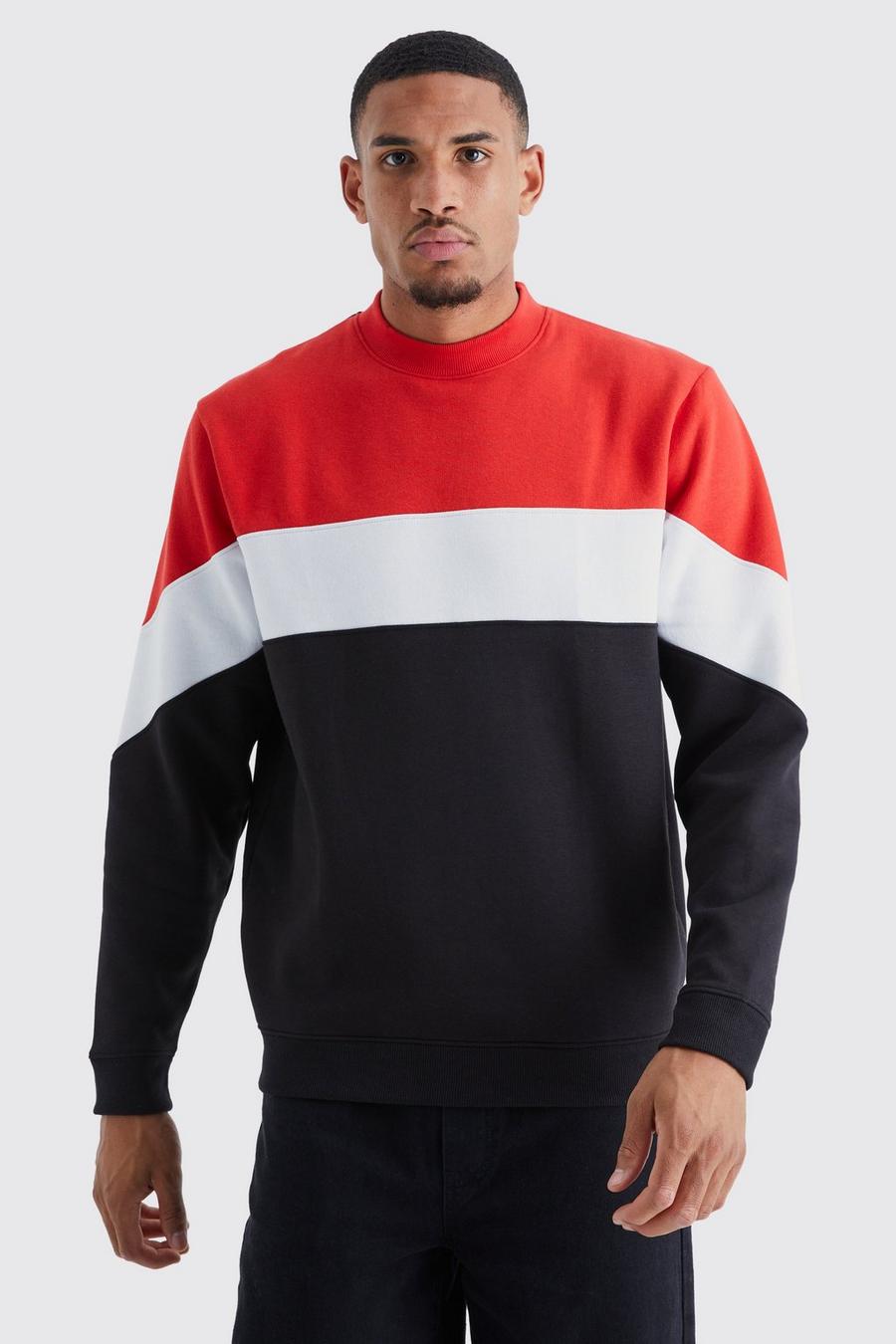 Tall Colorblock Sweatshirt, Red image number 1