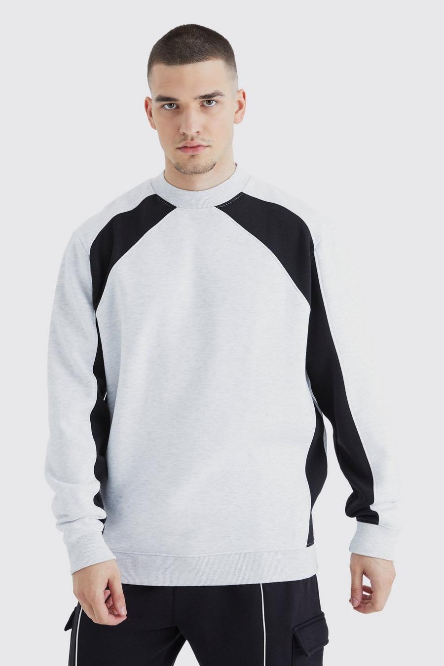 Ash grey Tall Zip Detail Colour Block Sweatshirt image number 1