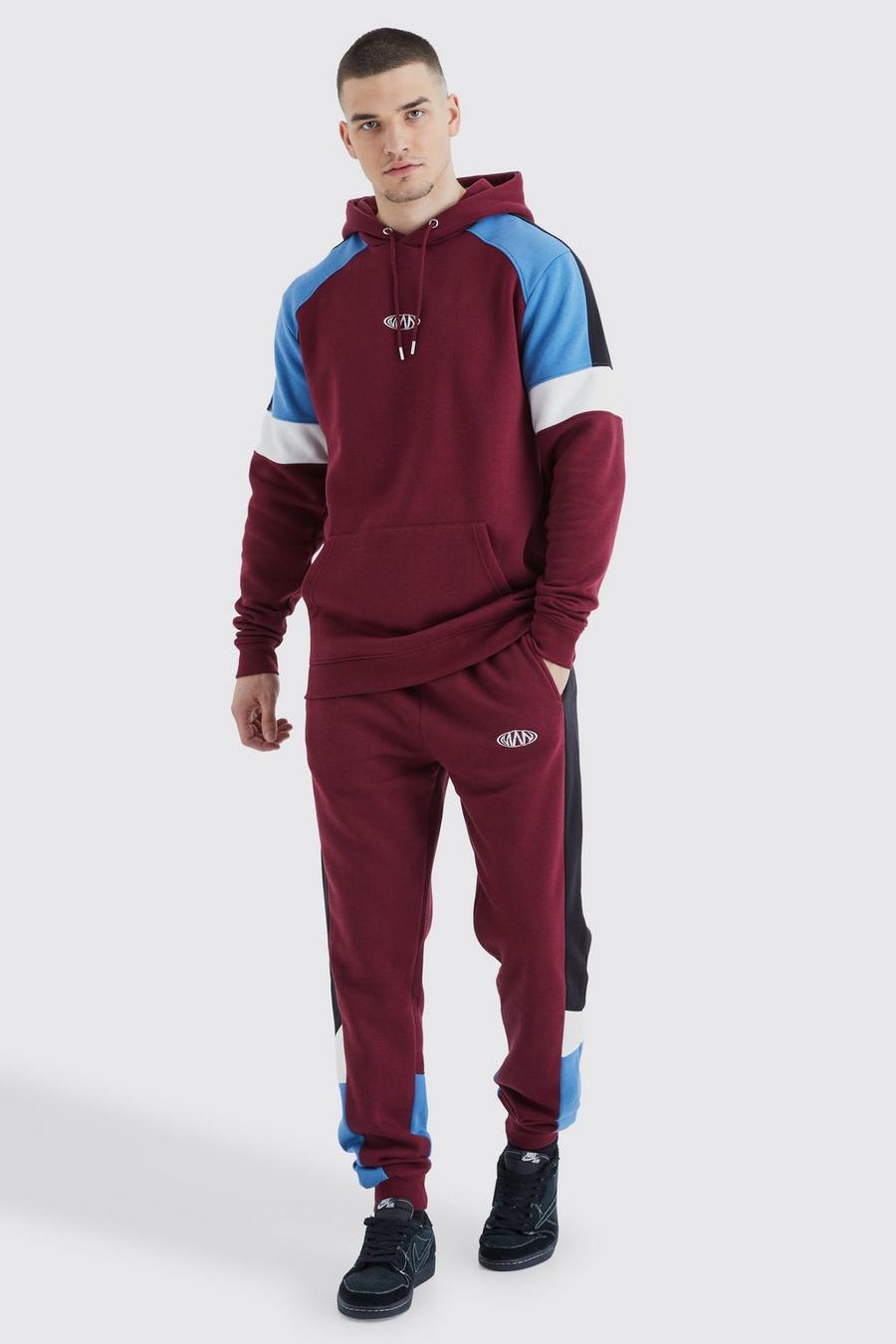 Red Tall Man Slim Colour Block Hooded Tracksuit