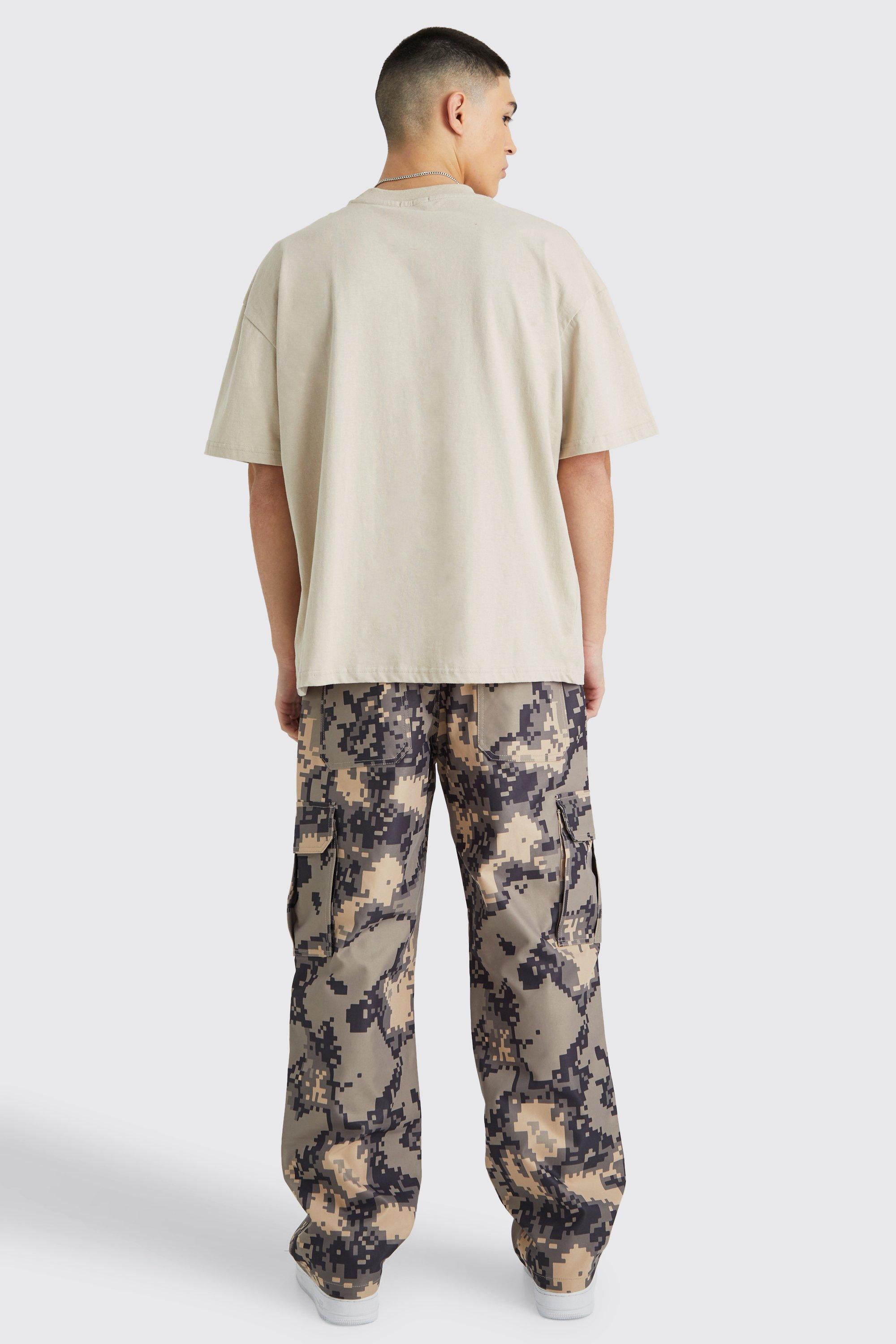 Stone camo print 2025 cargo trousers