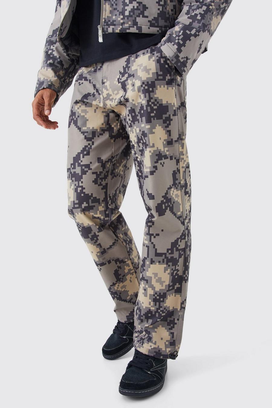 Pantalon large à imprimé camouflage, Stone image number 1