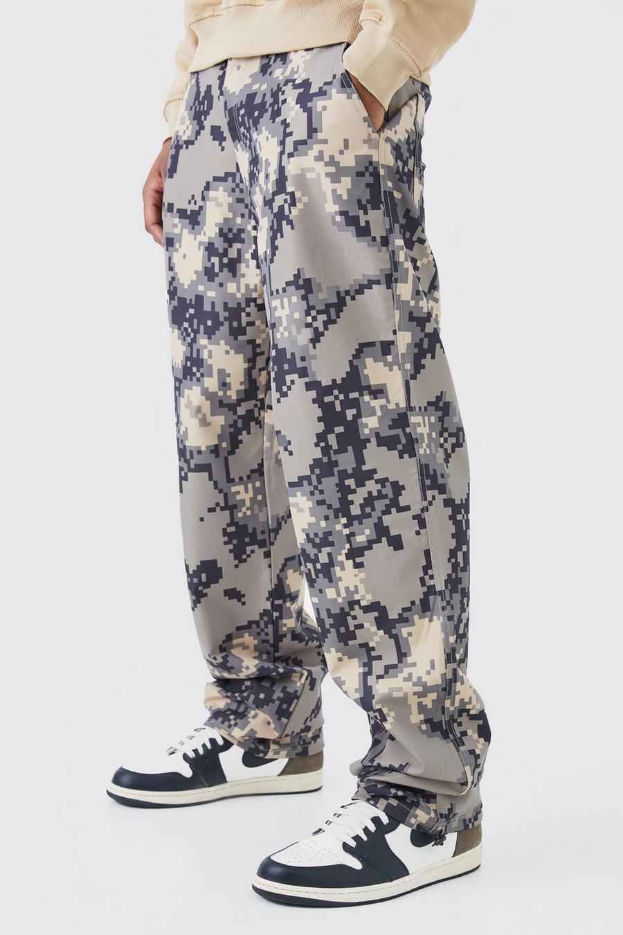 Tall - Pantalon large à imprimé camouflage, Stone