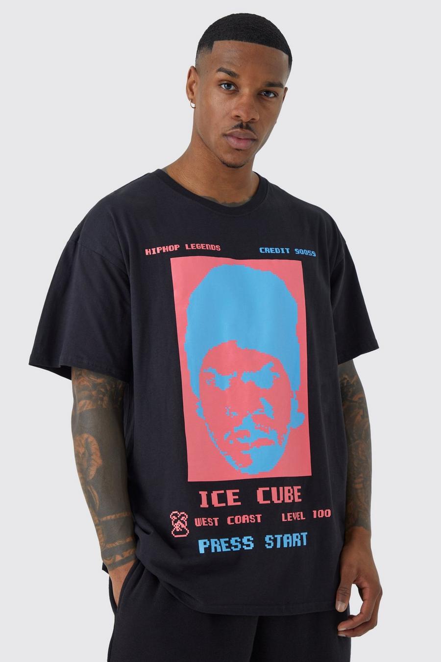 Black Oversized Gelicenseerd Pixel Ice Cube T-Shirt