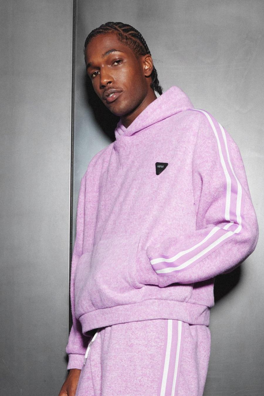 Lilac Oversized Brushed Heavyweight Taped Hoodie image number 1