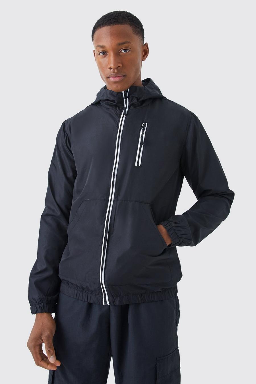 Black Zip Through Cagoule With Contrast Zips image number 1