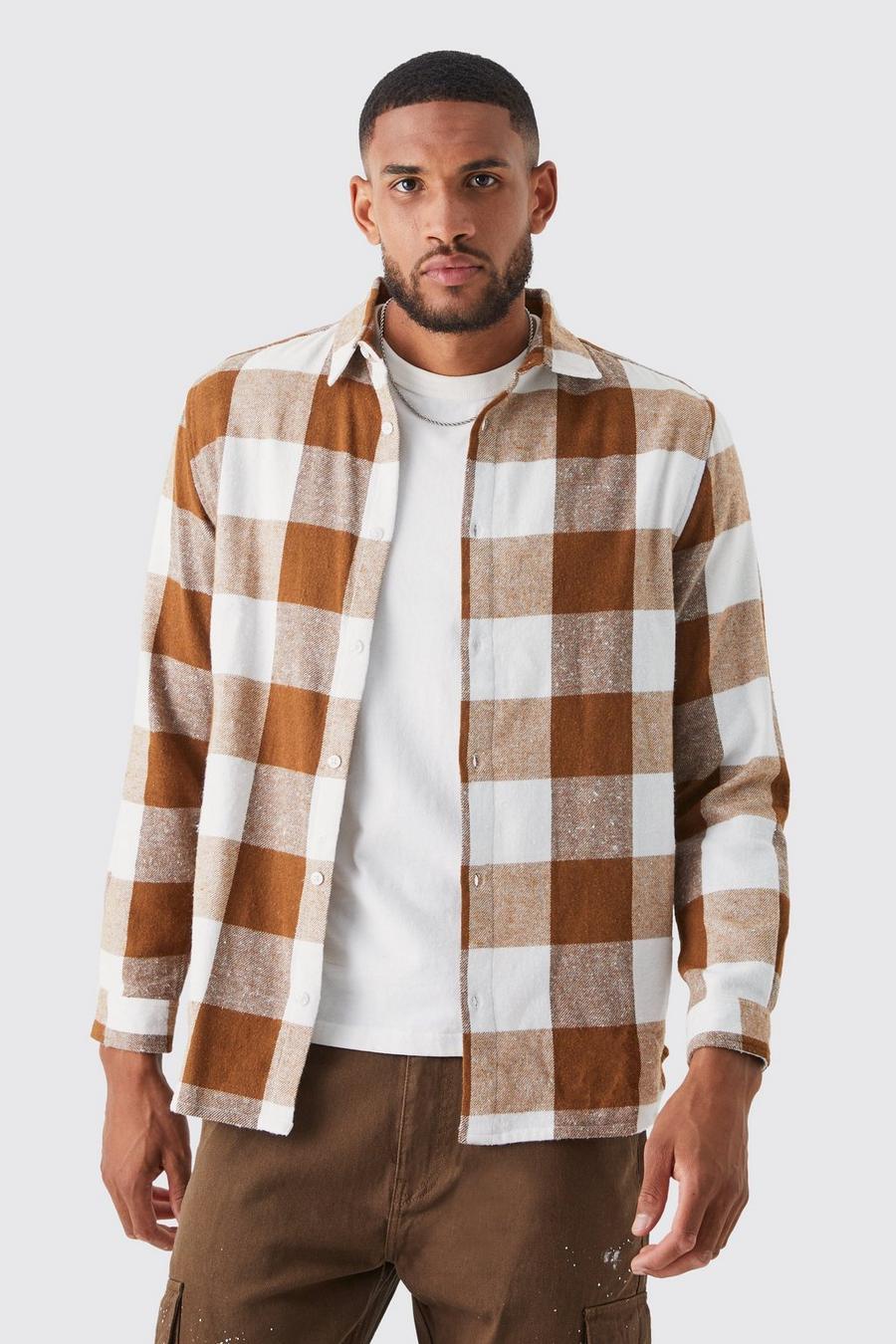 Stone Tall Longsleeve Check Flannel Overshirt image number 1