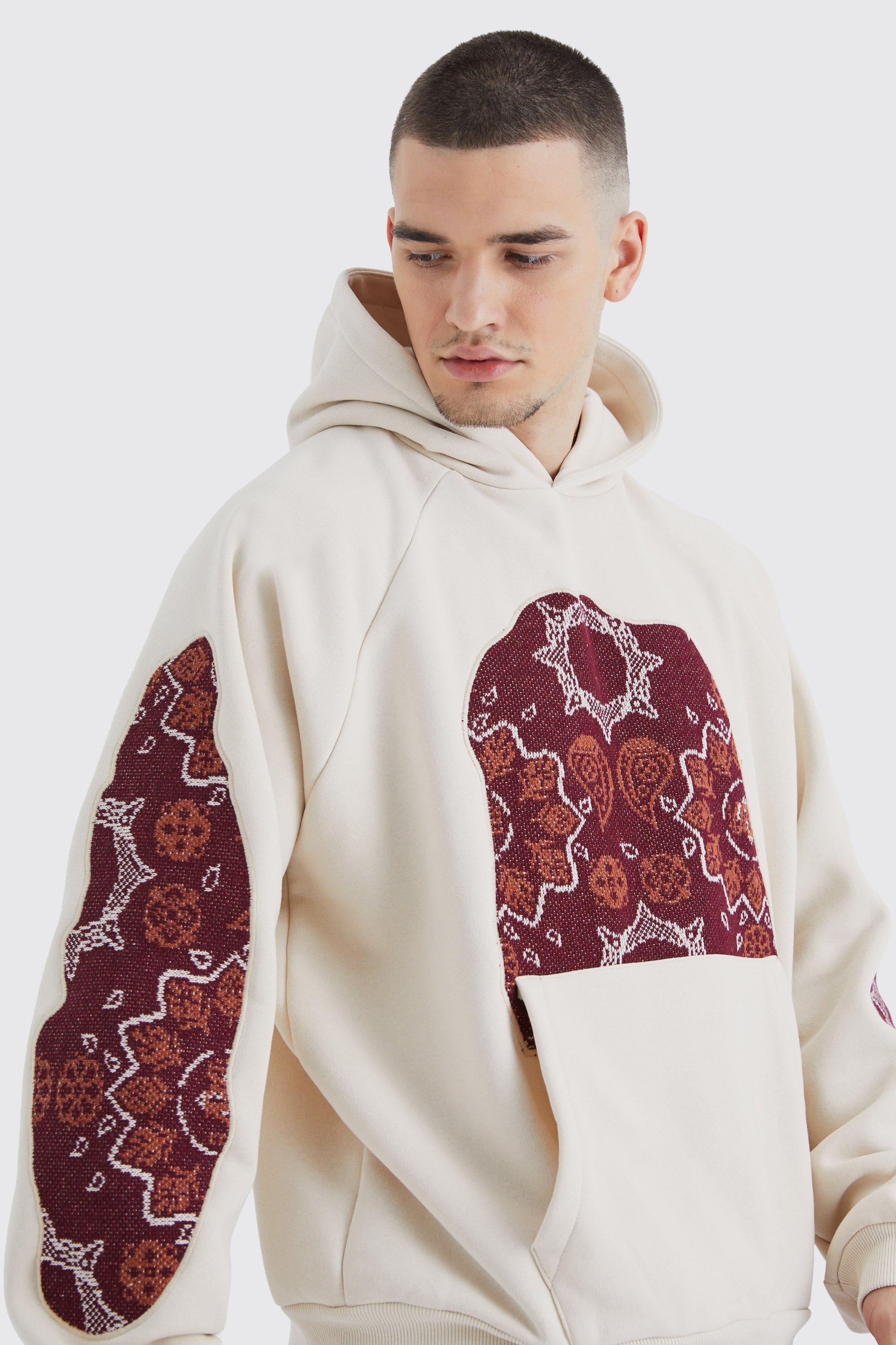 Tall Oversized Boxy Raglan Tapestry Hoodie boohoo NZ