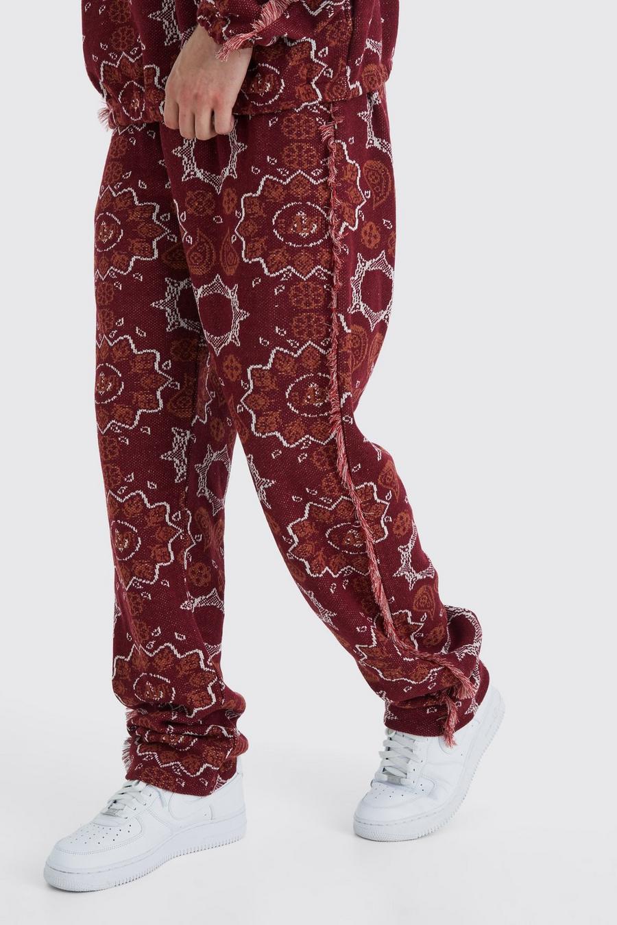 Pantaloni tuta Tall Regular Fit in jacquard pesante con spacco sul fondo, Red image number 1