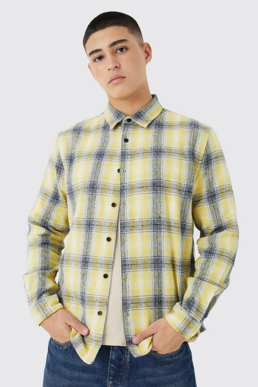 Charcoal gris Longsleeve Check Flannel Overshirt
