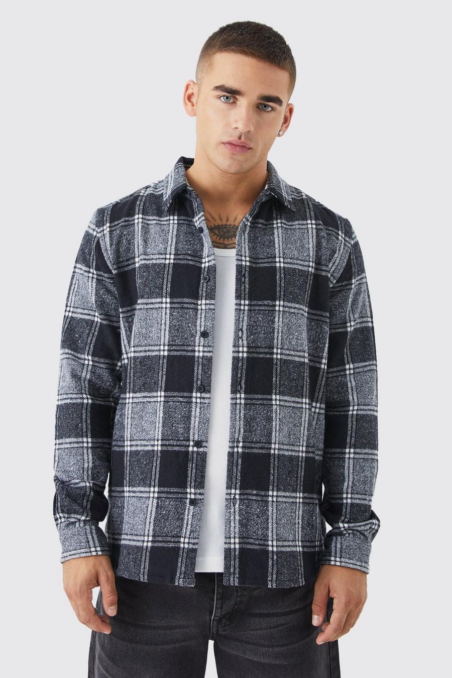 Navy Longsleeve Oversized Check Flannel Overshirt image number 1