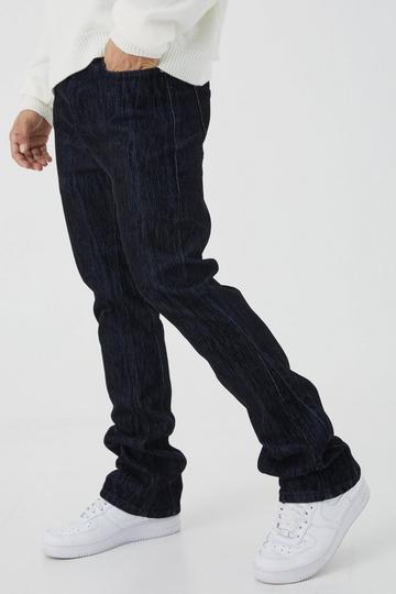 Velvet Finish Slim Rigid Flare Gusset Carpenter Jean true black