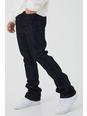 True black Geborstelde Onbewerkte Slim Fit Flared Utility Jeans Met Gusset Detail