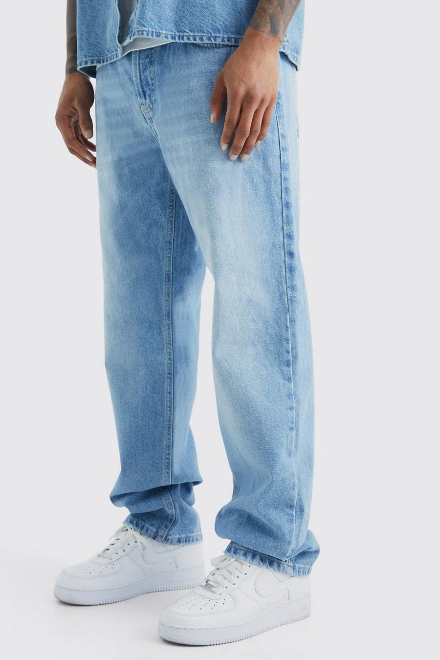 Light blue Onbewerkte Baggy Jeans Met Reliëf