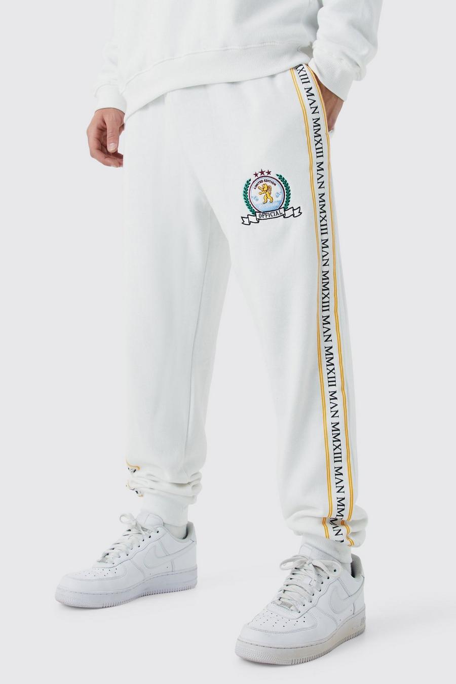 Pantaloni tuta Man Gold Slim Fit con stampa, White image number 1