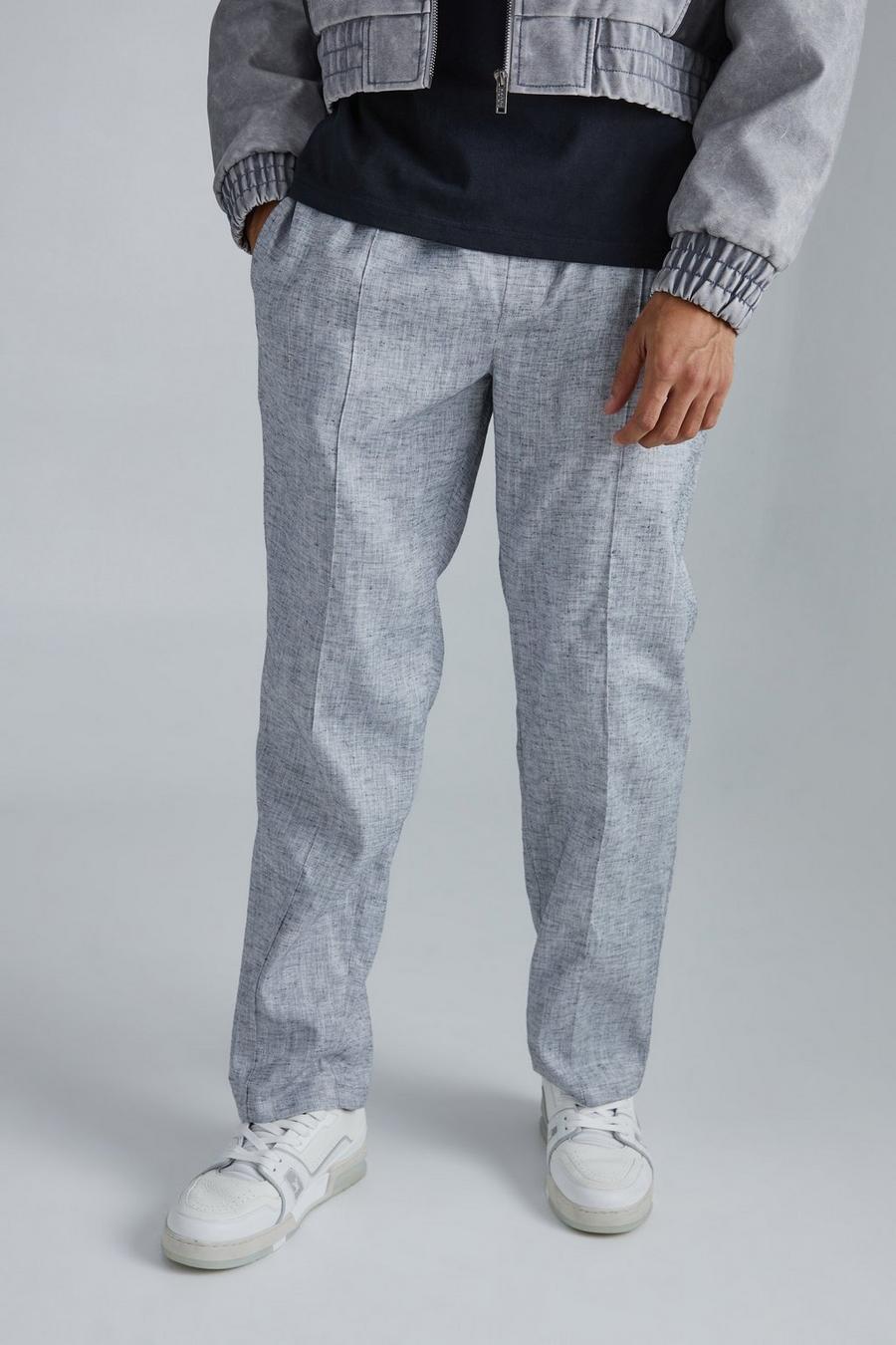 Pantalón de pernera recta con cintura elástica, Grey