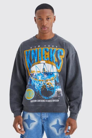 Oversized New York Knicks NBA License Sweater grey
