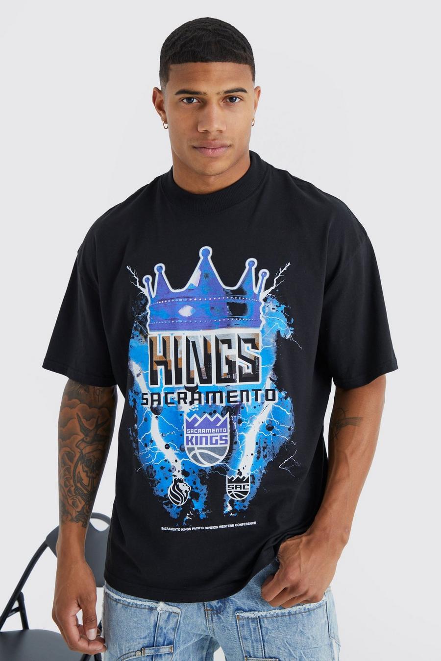 T-Shirt mit lizenziertem Saramento Kings Nba Print, Black