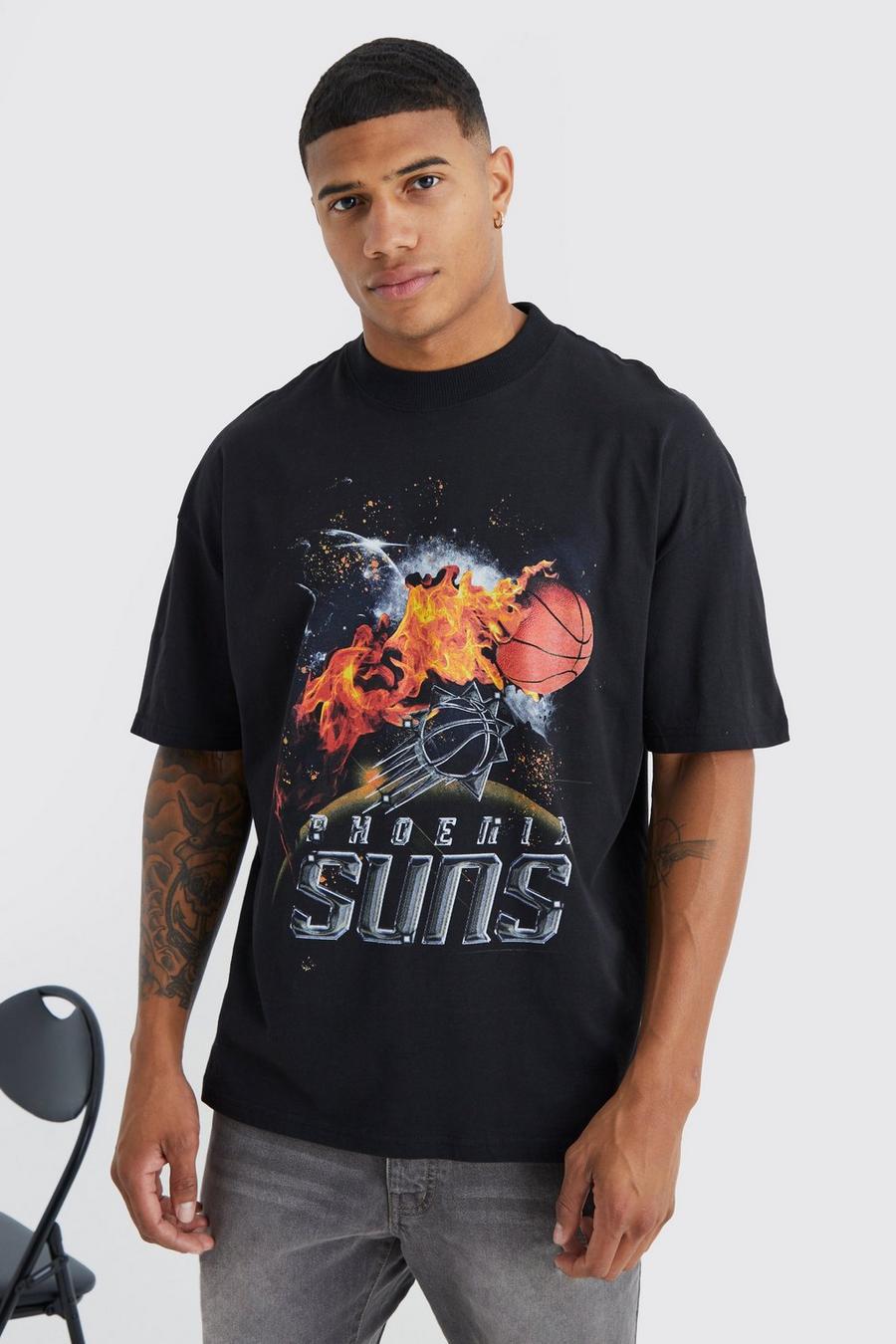 Camiseta con estampado de Phoenix Suns de la NBA, Black nero
