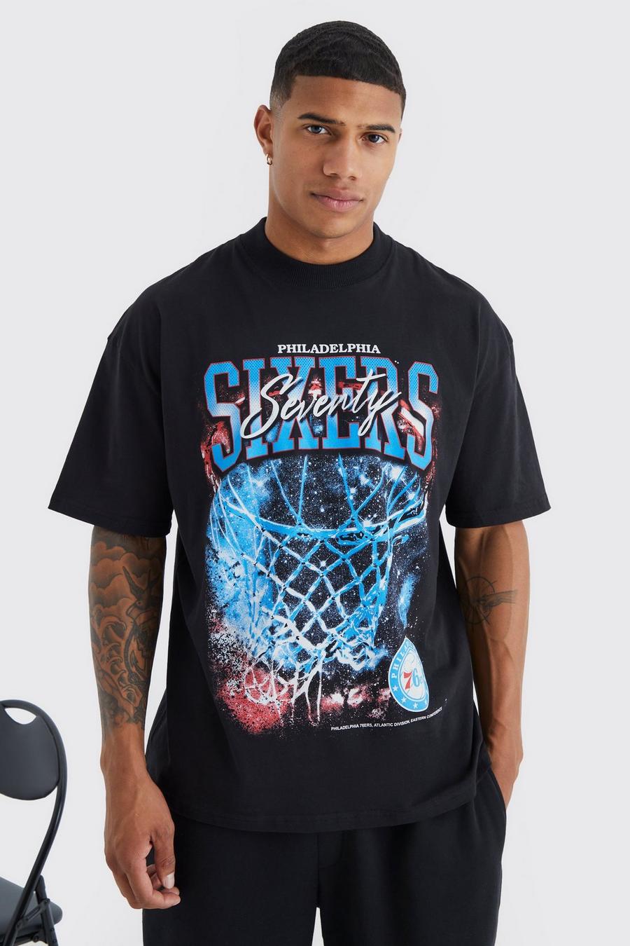 Black Philadelphia 76ers NBA License T Shirt
