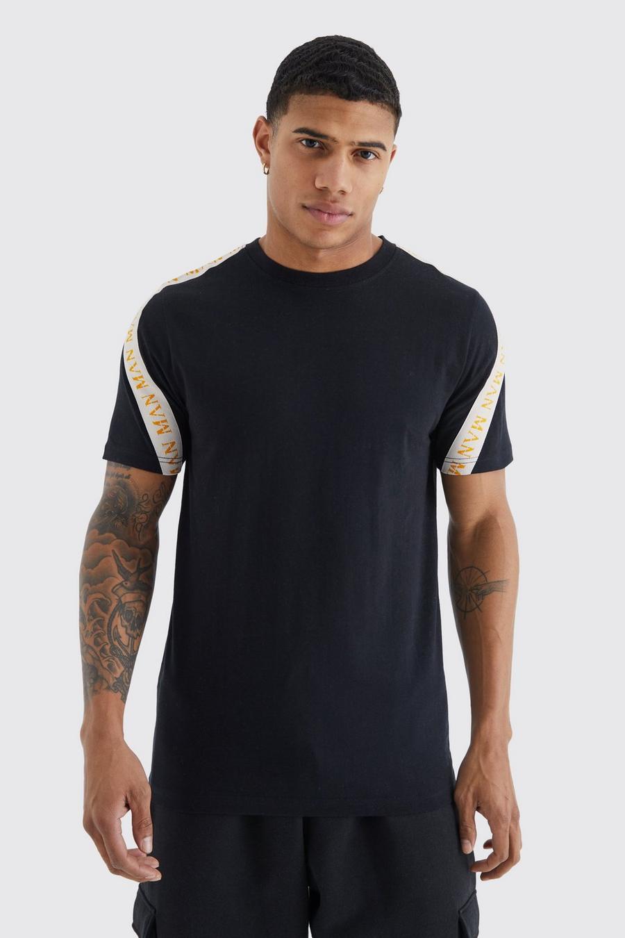 T-shirt Man Gold Slim Fit con striscia, Black image number 1