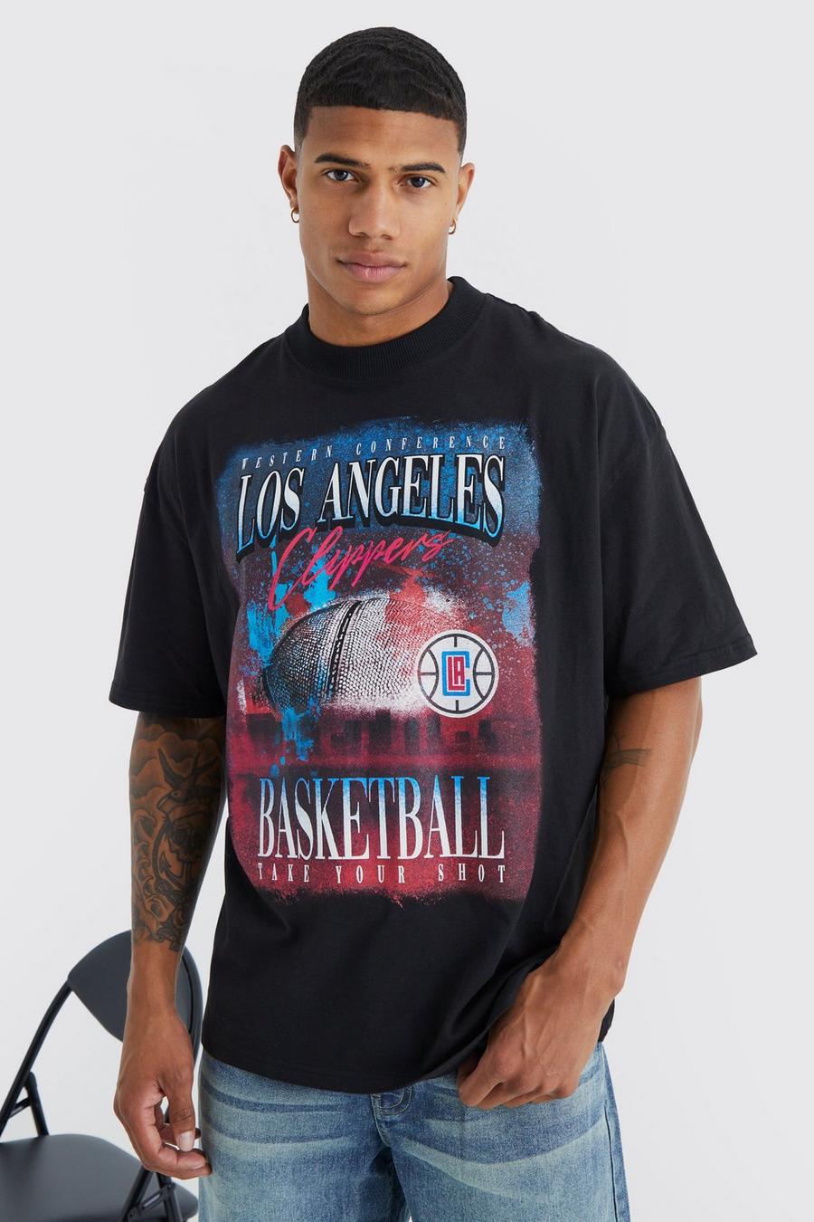 T-Shirt mit lizenziertem Clippers Nba Print, Black