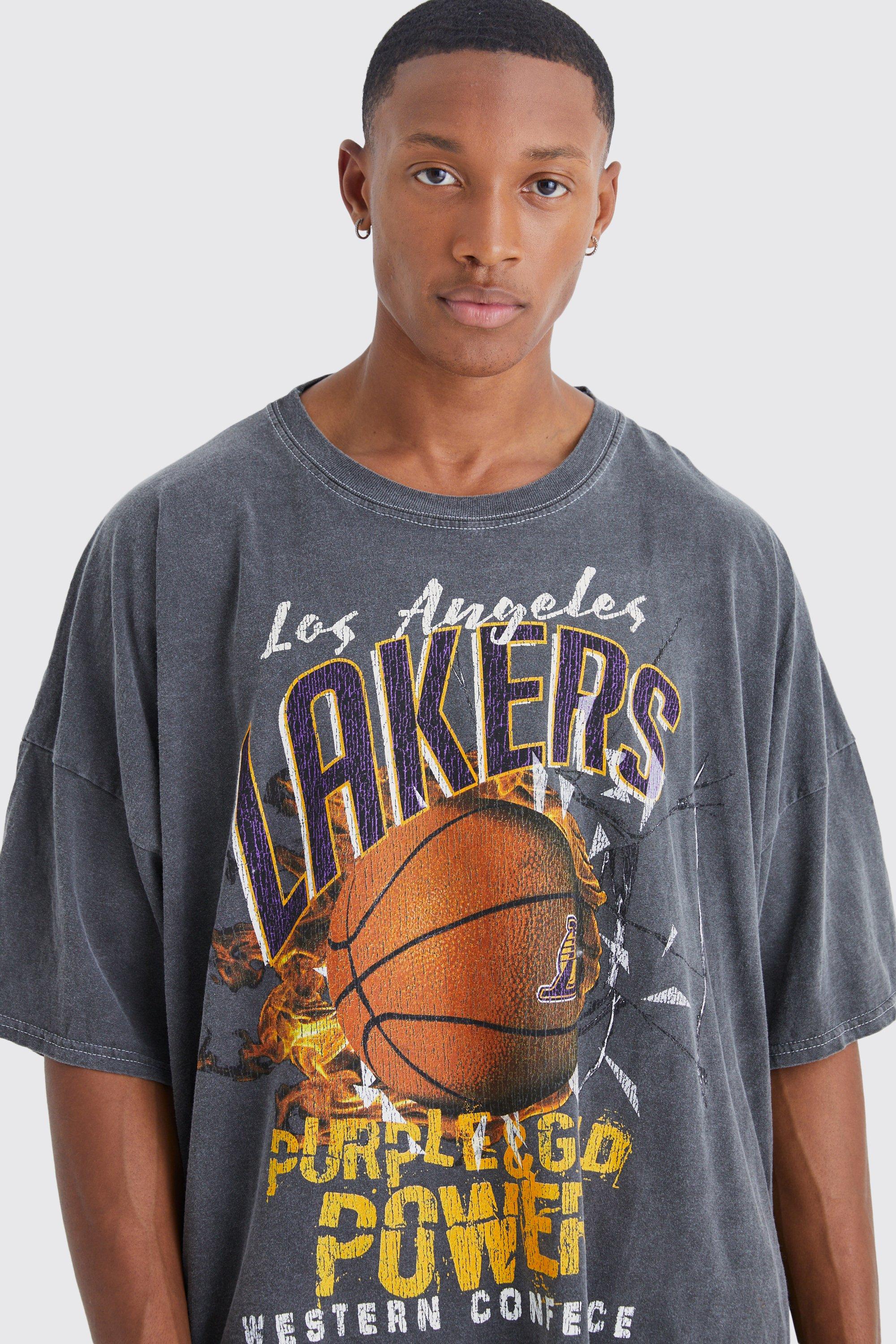 NEW ERA LA LAKERS SPLIT GRAPHIC PURPLE T-SHIRT