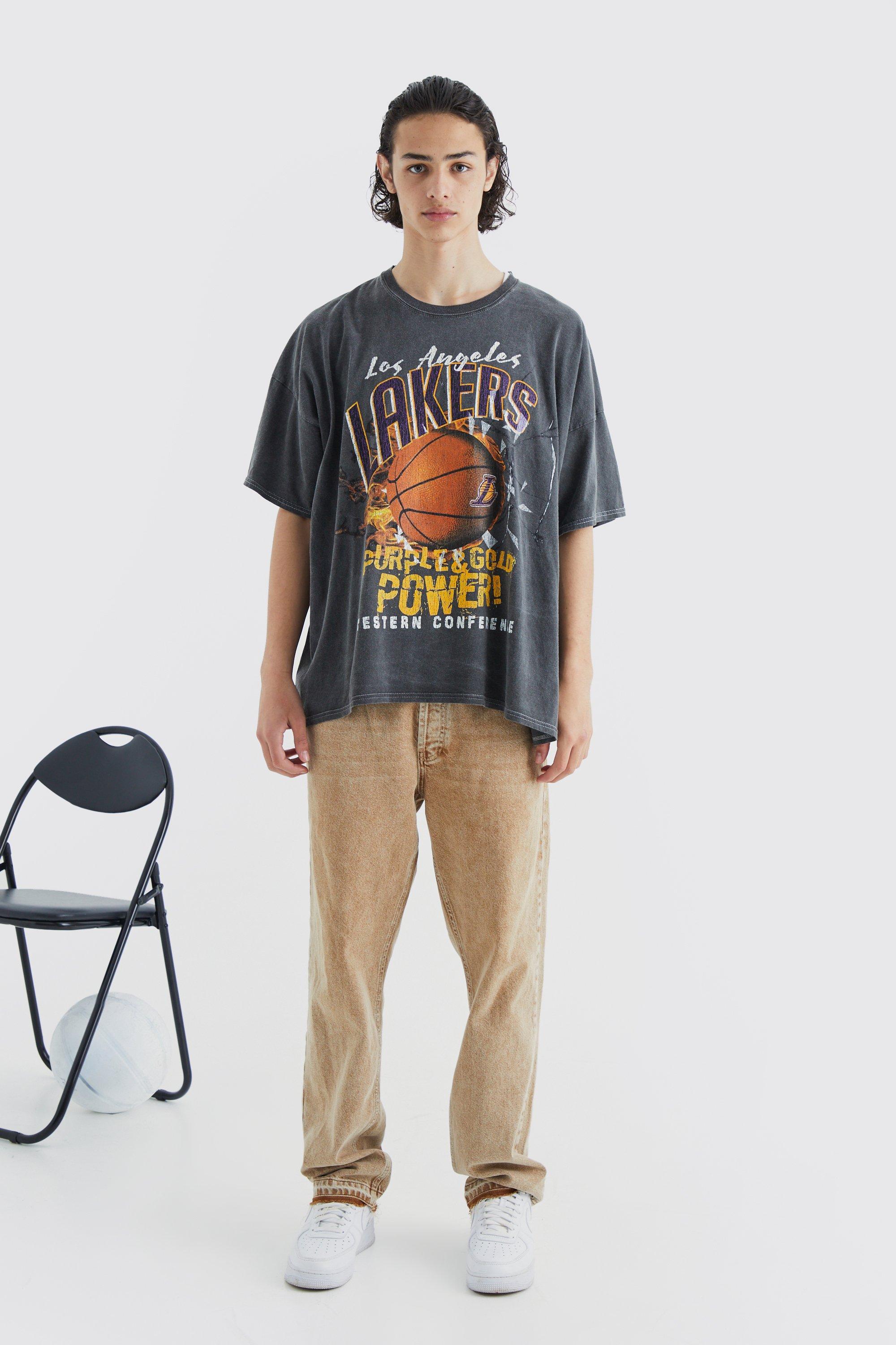 La Lakers NBA Acid Wash License T Shirt